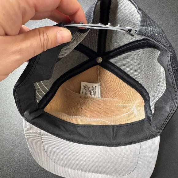 Vintage 70s Portland Black & Gray Striped Snap-Back Hat, Kitschy Americana Hat - Picture 6 of 6